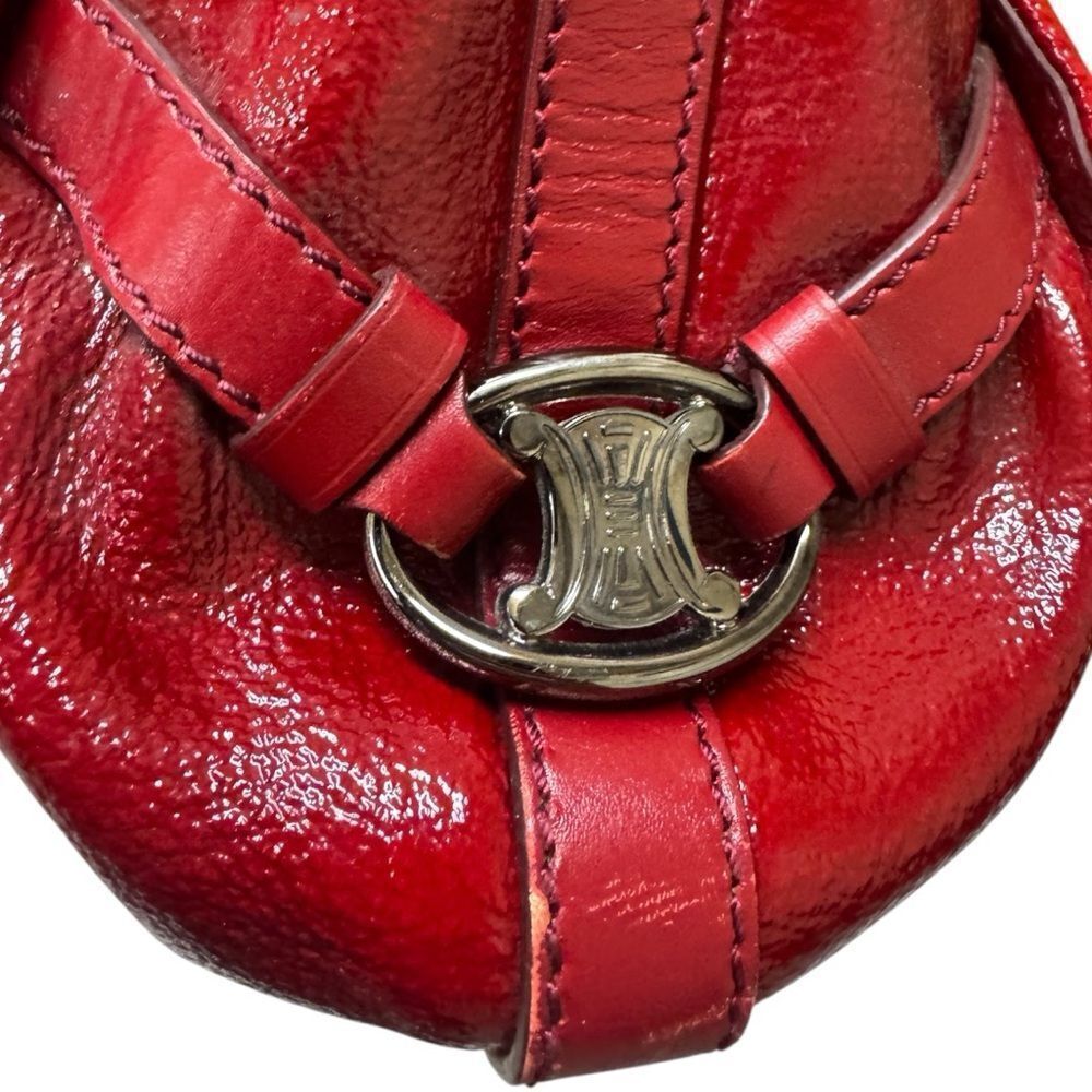 Auth Celine Red Wine Patent Leather Pleated Large Tote. Mint Preloved Condition. - Picture 12 of 16